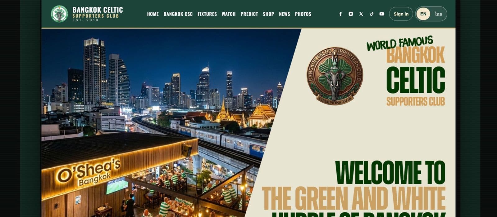 The Bangkok Celtic Supporters Club website